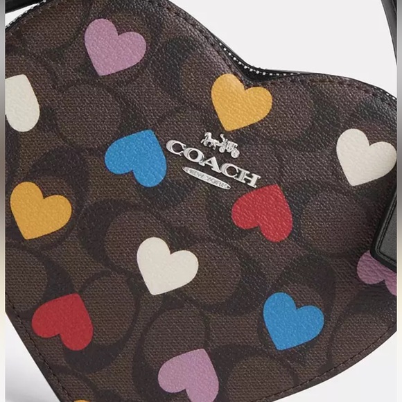 Coach Heart Crossbody In Signature Canvas With Heart Print nwt - Picture 4 of 6